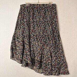 Cato skirt sz L midi‎ tiered asymmetrical hem midi floral whimsigoth fairycore